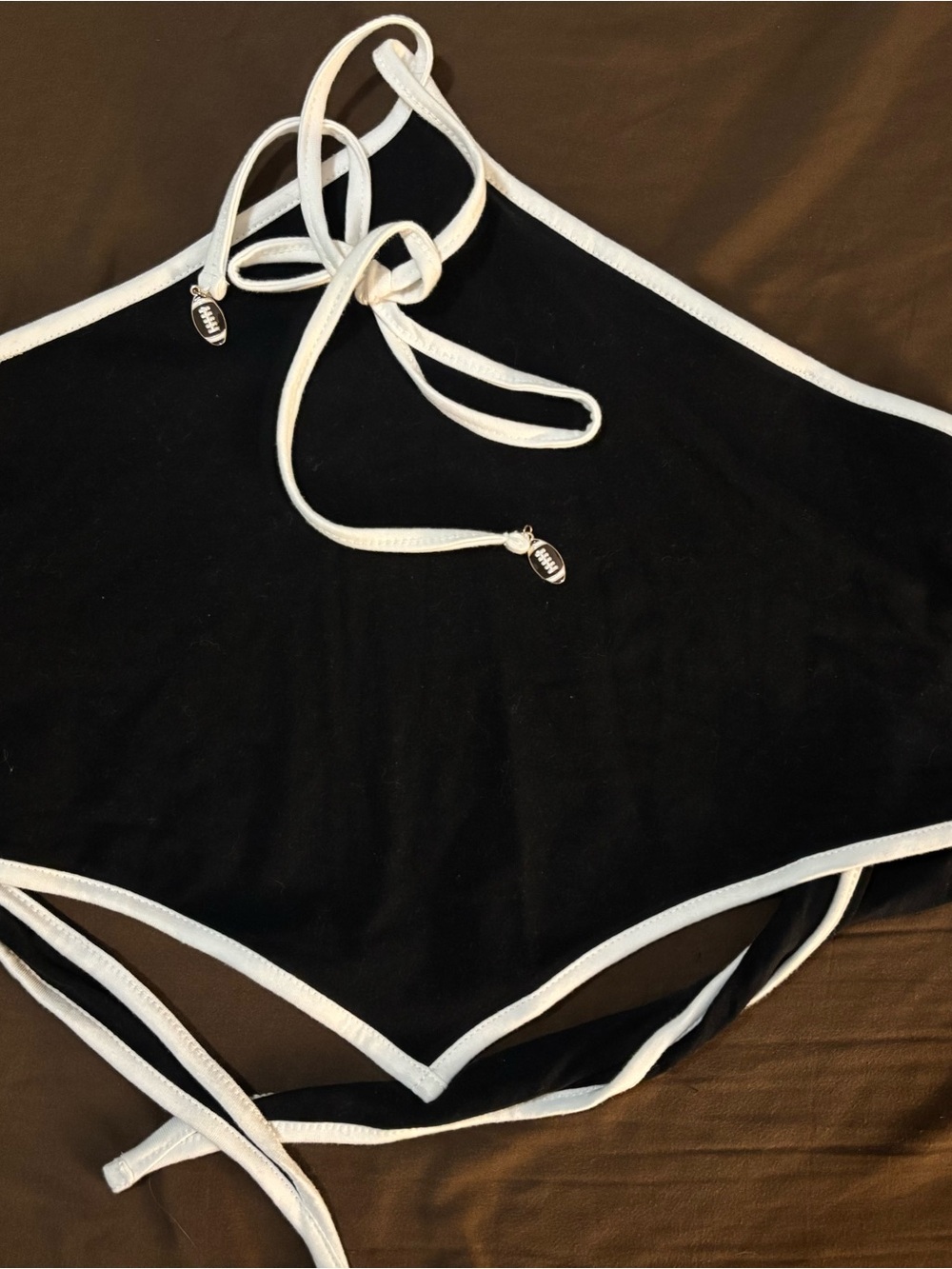 Women's Black Halter tie in the back with White Trim